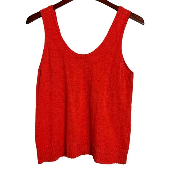 SOLD LOFT Orange Sleeveless Sweater Knit Summer Tank Top Size Medium - Picture 3 of 8